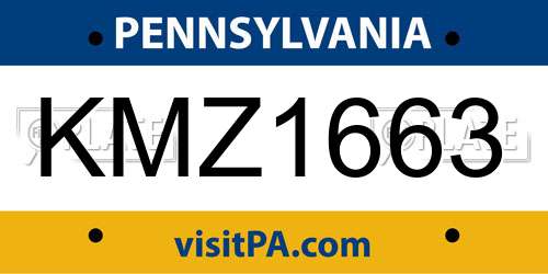 KMZ1663 Pennsylvania License Plate