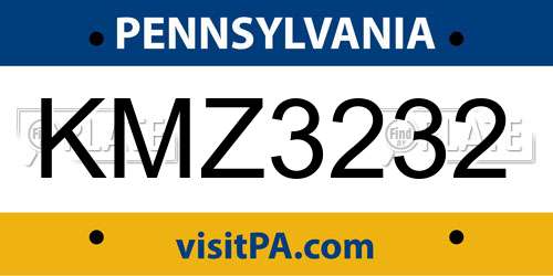 KMZ3232 Pennsylvania License Plate