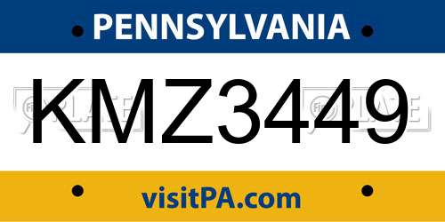 KMZ3449 Pennsylvania License Plate