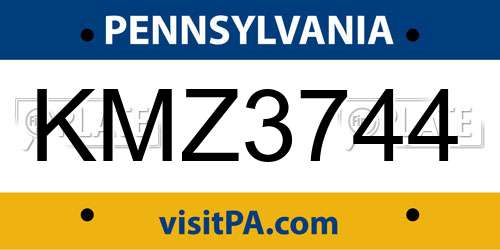 KMZ3744 Pennsylvania License Plate