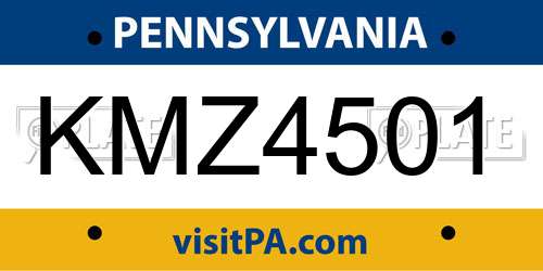 KMZ4501 Pennsylvania License Plate