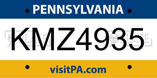 KMZ4935 Pennsylvania License Plate