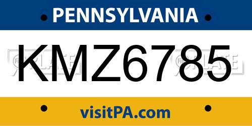 KMZ6785 Pennsylvania License Plate