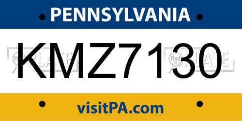 KMZ7130 Pennsylvania License Plate