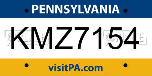 KMZ7154 Pennsylvania License Plate