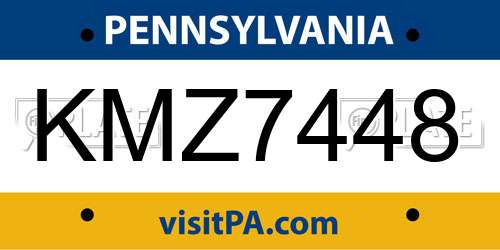 KMZ7448 Pennsylvania License Plate