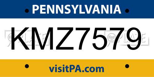 KMZ7579 Pennsylvania License Plate