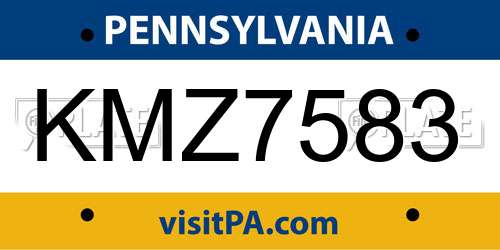 KMZ7583 Pennsylvania License Plate