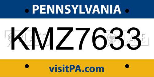 KMZ7633 Pennsylvania License Plate