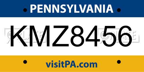 KMZ8456 Pennsylvania License Plate