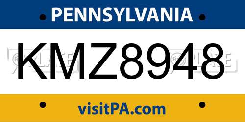 KMZ8948 Pennsylvania License Plate