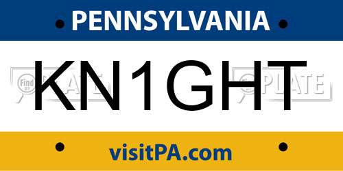 KN1GHT Pennsylvania License Plate