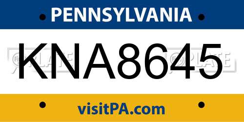 KNA8645 Pennsylvania License Plate