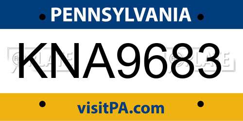 KNA9683 Pennsylvania License Plate