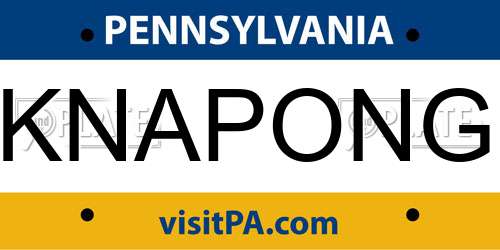 KNAPONG Pennsylvania License Plate
