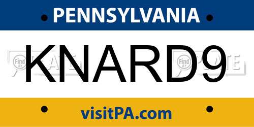KNARD9 Pennsylvania License Plate