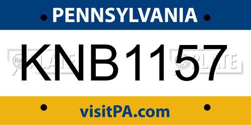 KNB1157 Pennsylvania License Plate