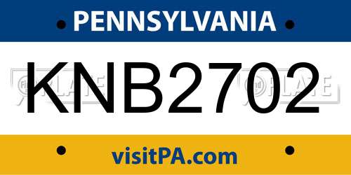 KNB2702 Pennsylvania License Plate