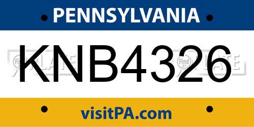KNB4326 Pennsylvania License Plate