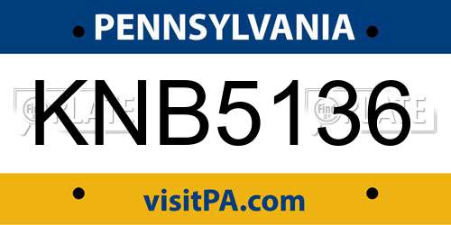 KNB5136 Pennsylvania License Plate
