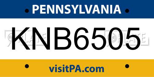 KNB6505 Pennsylvania License Plate