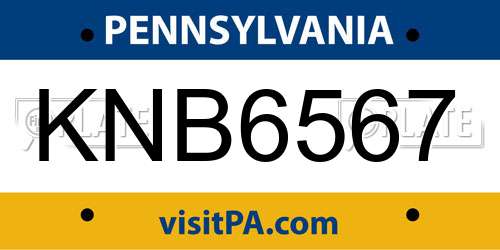 KNB6567 Pennsylvania License Plate