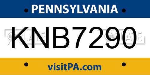 KNB7290 Pennsylvania License Plate