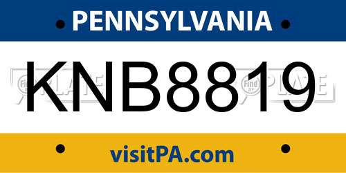 KNB8819 Pennsylvania License Plate