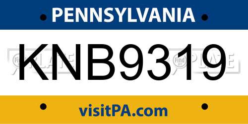 KNB9319 Pennsylvania License Plate