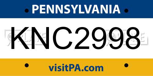 KNC2998 Pennsylvania License Plate
