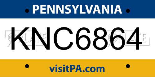 KNC6864 Pennsylvania License Plate