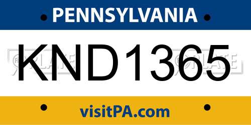 KND1365 Pennsylvania License Plate