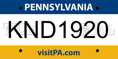 KND1920 Pennsylvania License Plate