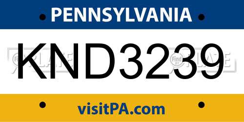 KND3239 Pennsylvania License Plate