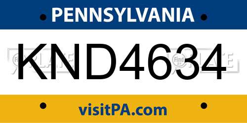 KND4634 Pennsylvania License Plate