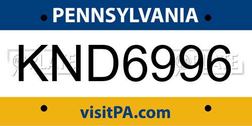 KND6996 Pennsylvania License Plate