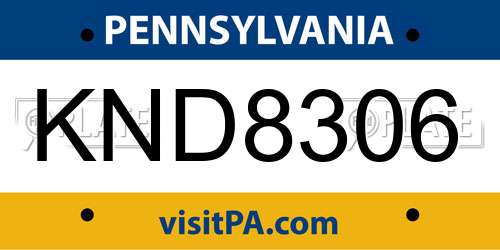 KND8306 Pennsylvania License Plate
