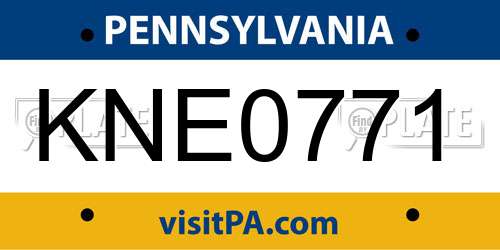 KNE0771 Pennsylvania License Plate