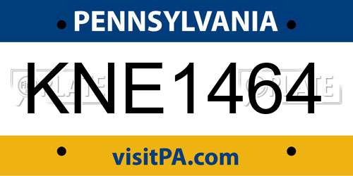 KNE1464 Pennsylvania License Plate