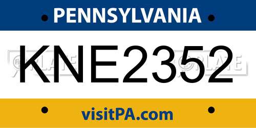 KNE2352 Pennsylvania License Plate