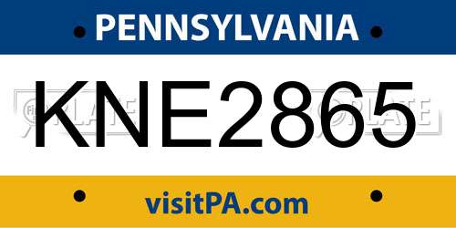 KNE2865 Pennsylvania License Plate