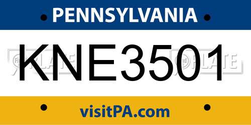 KNE3501 Pennsylvania License Plate