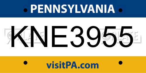 KNE3955 Pennsylvania License Plate