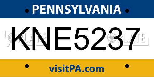 KNE5237 Pennsylvania License Plate