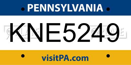 KNE5249 Pennsylvania License Plate