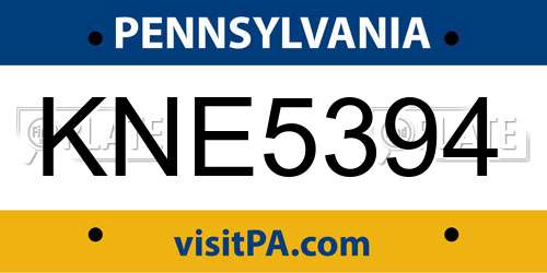 KNE5394 Pennsylvania License Plate