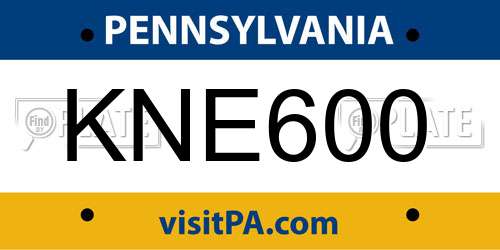 KNE600 Pennsylvania License Plate