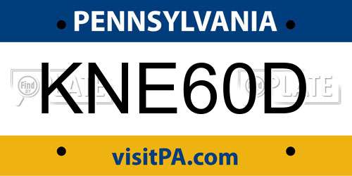 KNE60D Pennsylvania License Plate