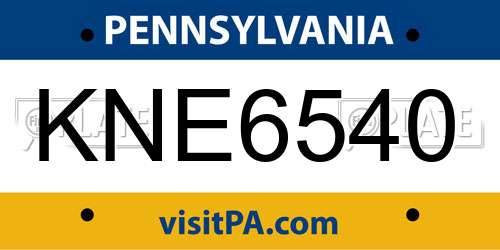 KNE6540 Pennsylvania License Plate