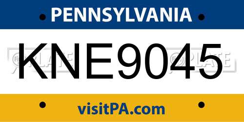 KNE9045 Pennsylvania License Plate